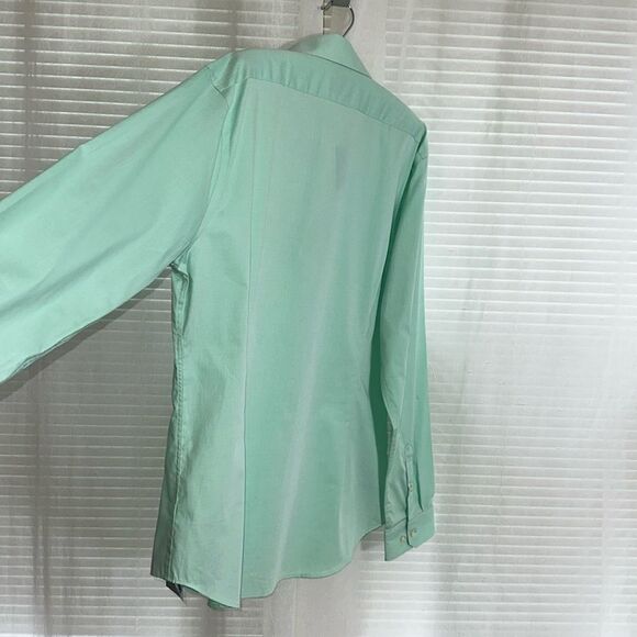 EXPRESS XL Mint Green Slim Fit Textured Cotton Men’s Long Sleeve Dress Shirt - Picture 8 of 11